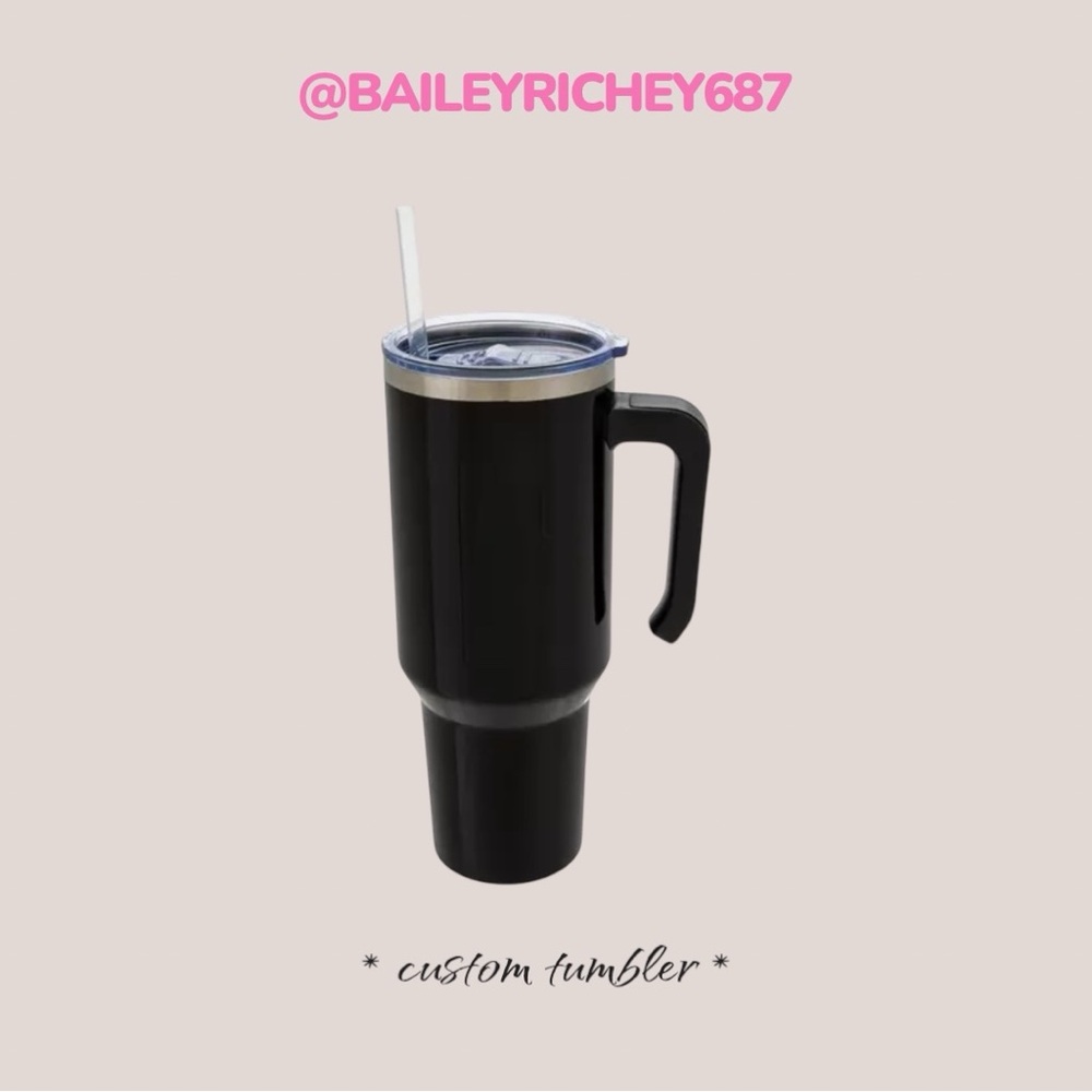 Custom Black Tumbler with Handle